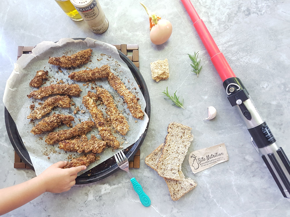 Chicken or Fish Strips Baked Kid Friendly