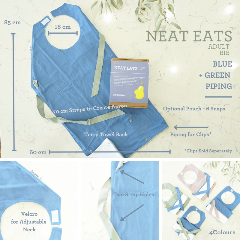 Neat Eats Adult Bib Blue with Green