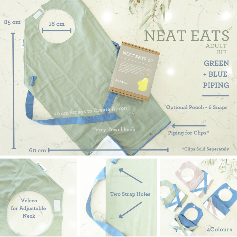 Neat Eats Adult Bib Green with Blue
