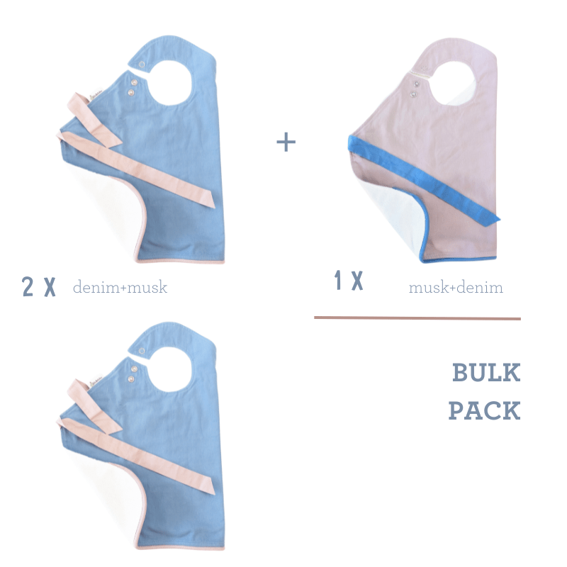 NEAT EATS Baby Bibs -3 Pack Musk+Denim - SAVE 20%