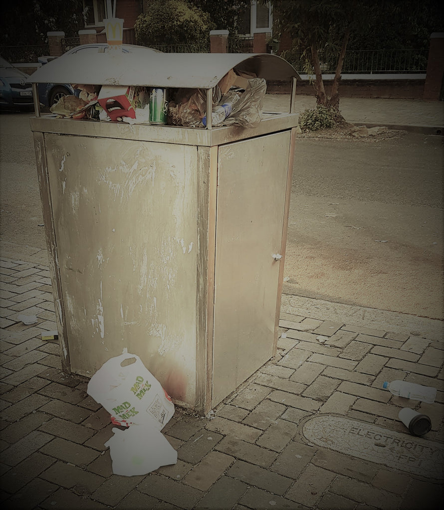 Piled Public Rubbish Bin Food Waste