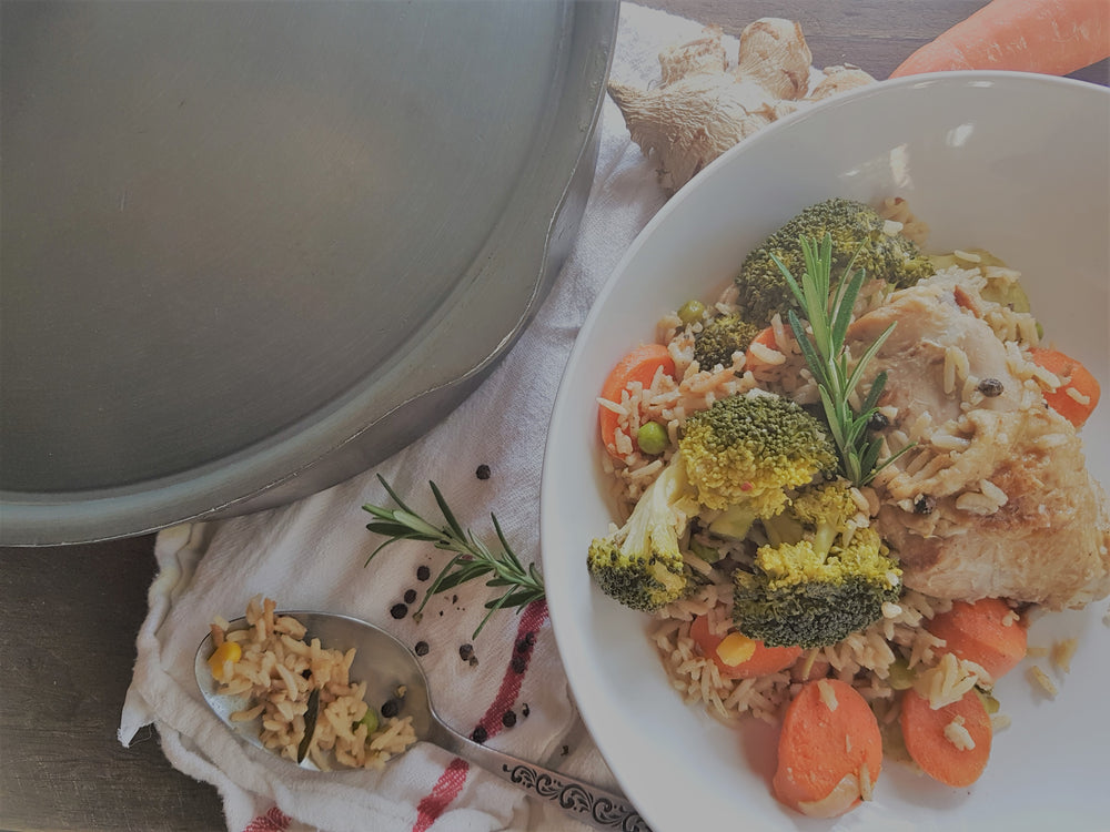 Ginger, Rosemary & Chicken w Rice- One Pot Wonder