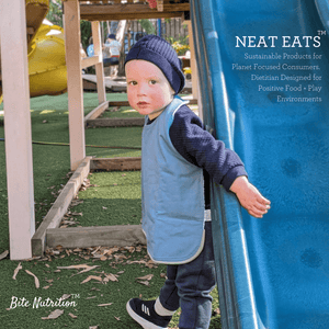 Neat Eats Denim and Sage baby bib and apron