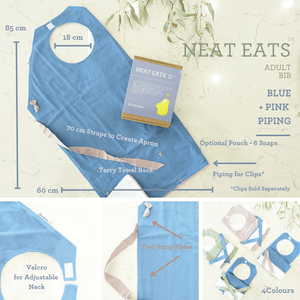 Neat Eats Adult Bib Blue with Pink