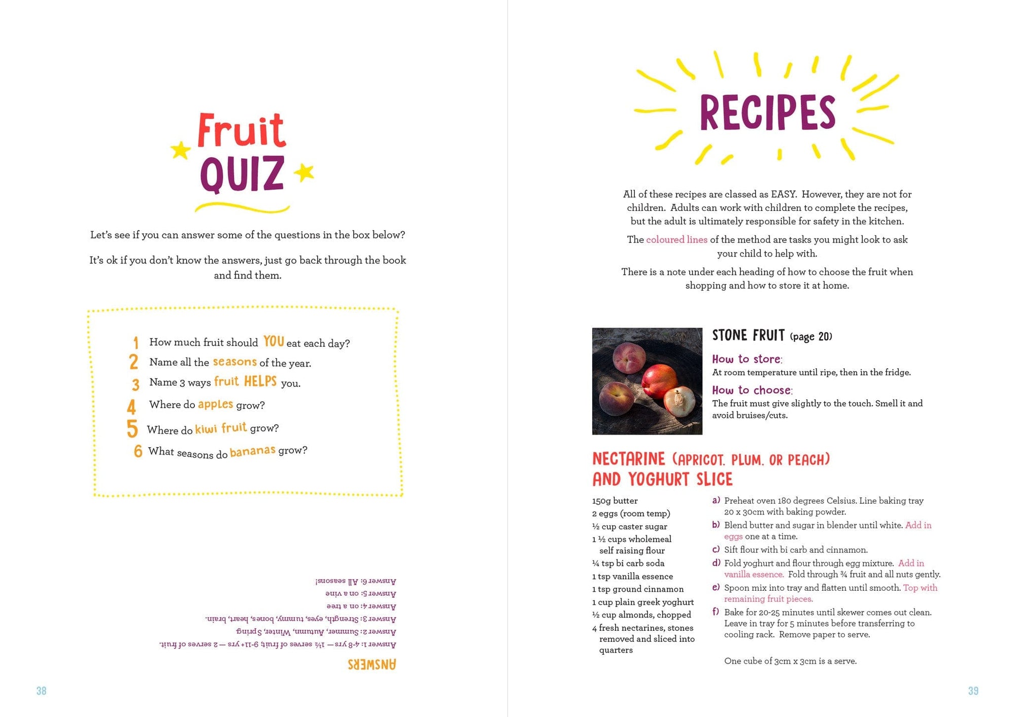 Quiz and Recipes Pages