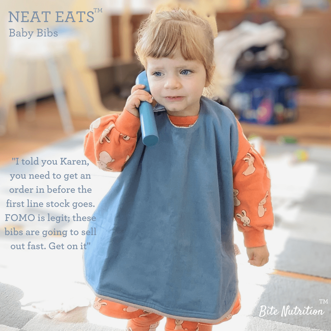 NEAT EATS Baby Bib - apron denim with musk