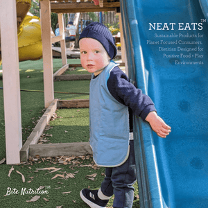 NEAT EATS Baby Bib Bundle - Blue with Green Piping /